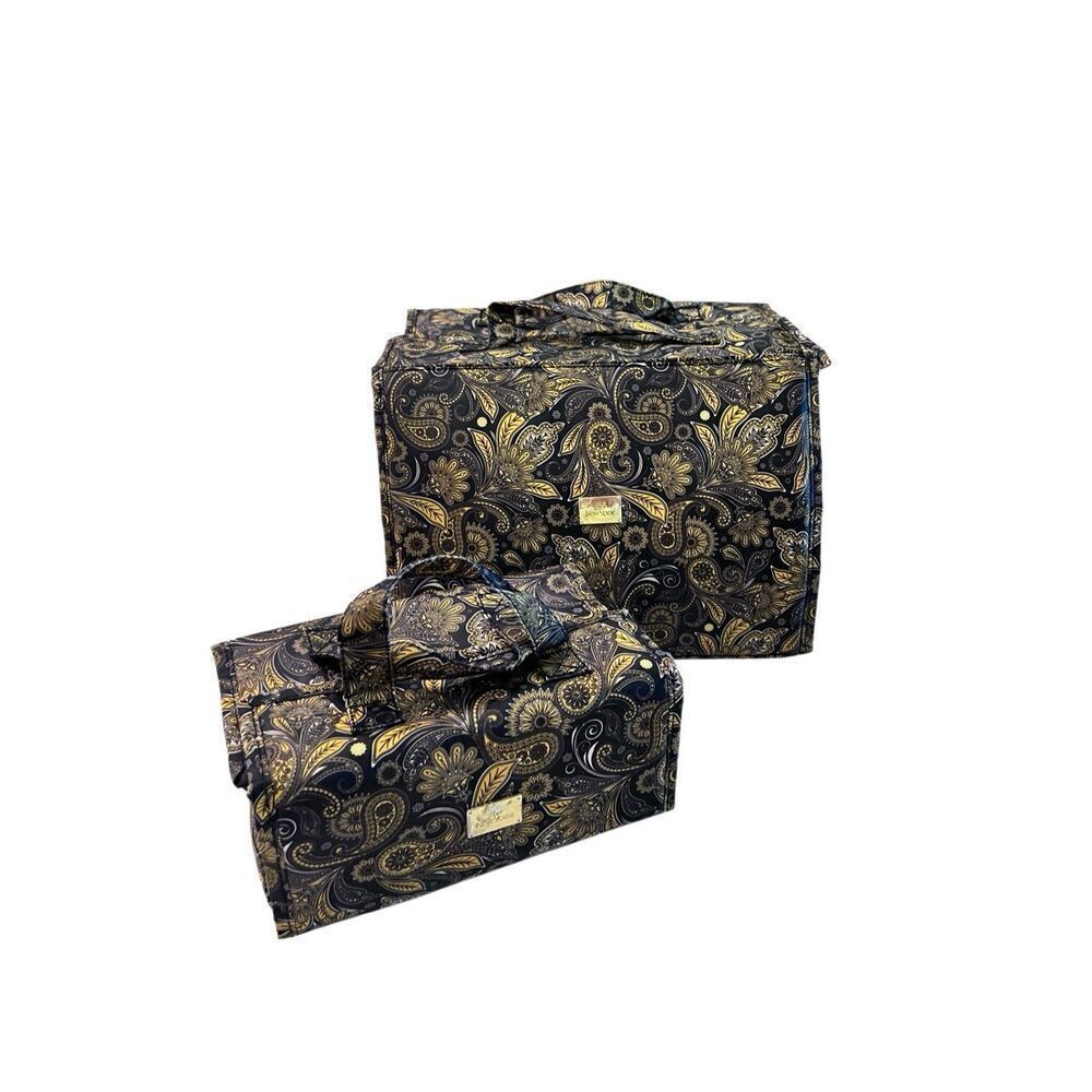 Set of 2 Joy Mangano Better Beauty Paisley Roll Up Travel Organizer Case Brown